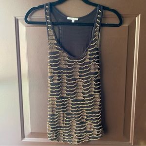 Charlotte Russe Black And Gold Sheer Tank